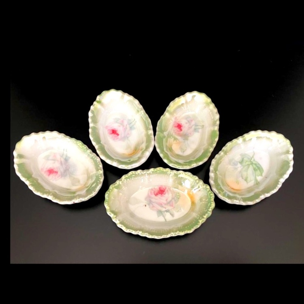 Antique Leuchtenburg Porcelain Celery Serving Saucers Made in Germany Set of 5
